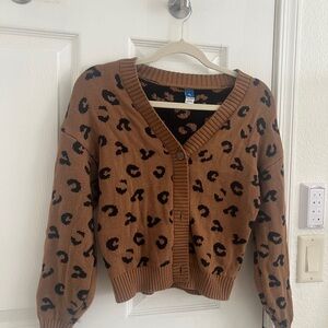 Old Navy Brown Leopard Cardigan